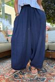 Sandbar Linen Blend Bloom Barrel Pant Navy